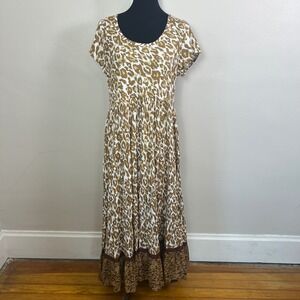 NWT - Soft Surroundings Kara Maxi Dress Leopard Print Casual Tiered Boho Size M